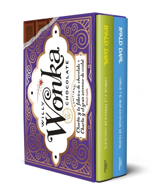 ESTUCHE DORADO DE WILLY WONKA (CONTIENE: WONKA Y CHARLIE Y LA FABRICA DE CHOCOL, de DAHL, ROALD | portada del libro