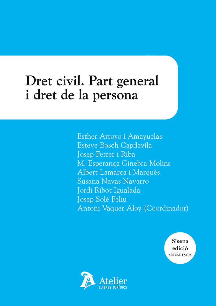 📗 Libro en catalán
DRET CIVIL. PART GENERAL I DRET DE LA PERSONA 2025, de ANTONI VAQUER ALOY | portada del libro