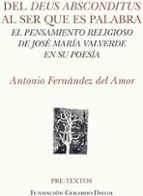 Del deus absconditus al ser que es palabra, de ANTONIO FERNANDEZ DEL AMOR | portada del libro