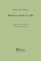MEMORIAS DESDE EL VALLE, de PAULA CALERO | portada del libro