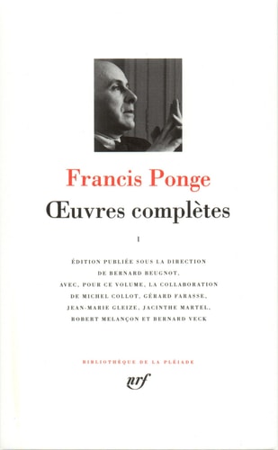 OEUVRES COMPLETES T1, de Francis Ponge | portada del libro