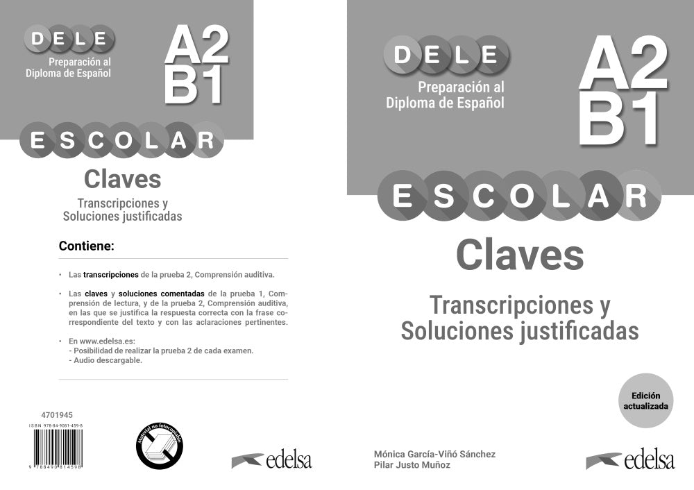 Preparación al DELE escolar A2/B1. Libro de claves. Edición actualizada, de Justo Muñoz, Pilar | portada del libro