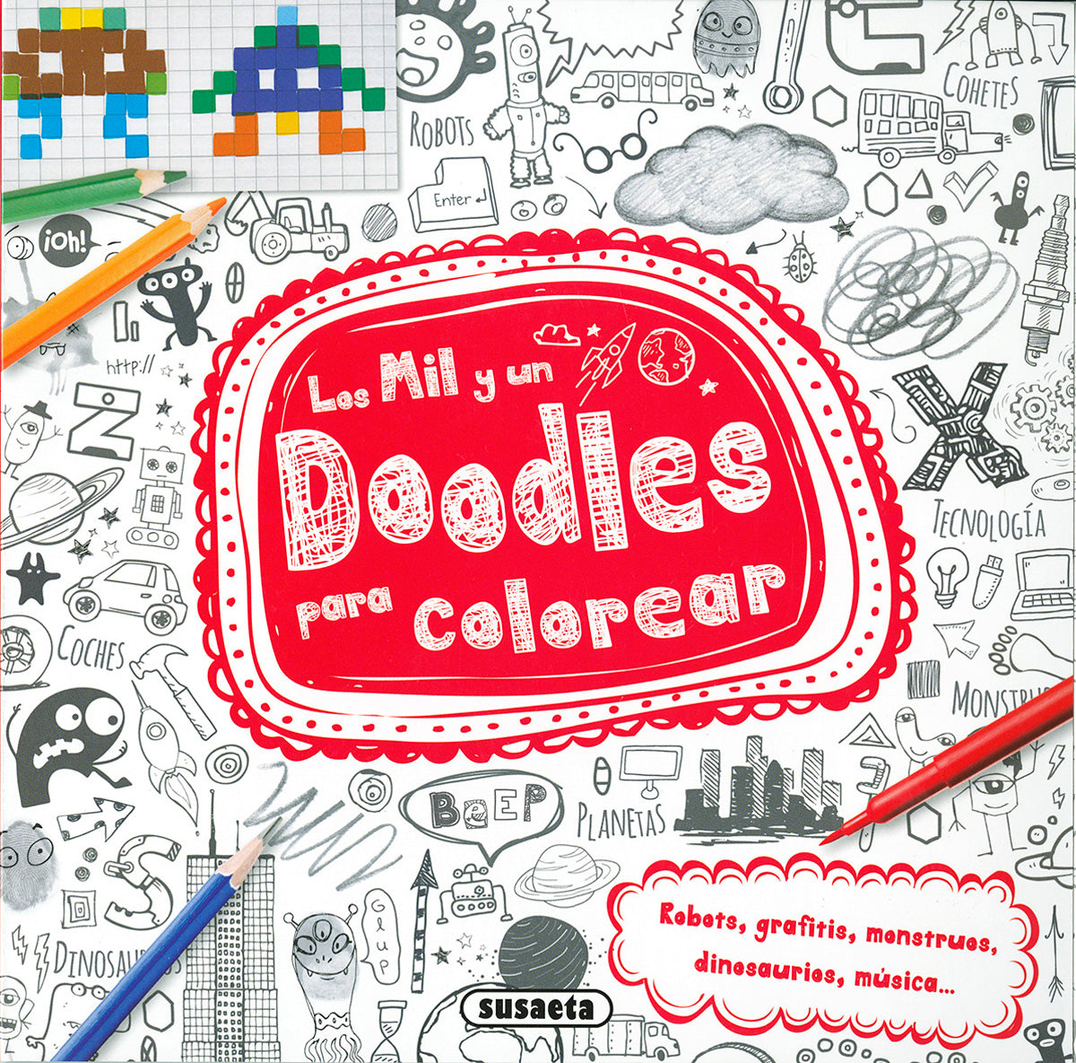 Los mil y un doodles para colorear, de Susaeta | portada del libro