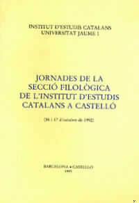 Jornades de la Secció Filològica de l'Institut d'Estudis Catalans a Castelló, de GIMENO BETI | portada del libro