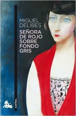 SEÑORA DE ROJO SOBRE FONDO GRIS